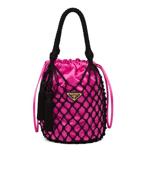 fishnet bag prada|Black/begonia Pink Braided Prada Fishnet Bag .